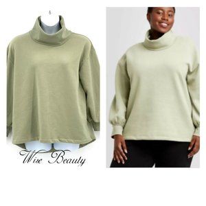 AVA & VIV Womens Fleece Sweatshirt Pullover Plus Size X (14W) Sage Green Top NEW